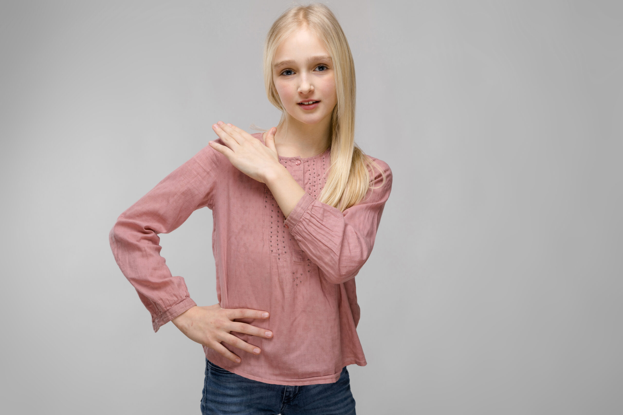 Teenage girl in fashionable clothes